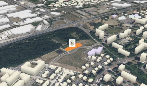 Photo aérienne du terrain choisi à Grand-Quevilly