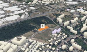 Photo aérienne du terrain choisi à Grand-Quevilly